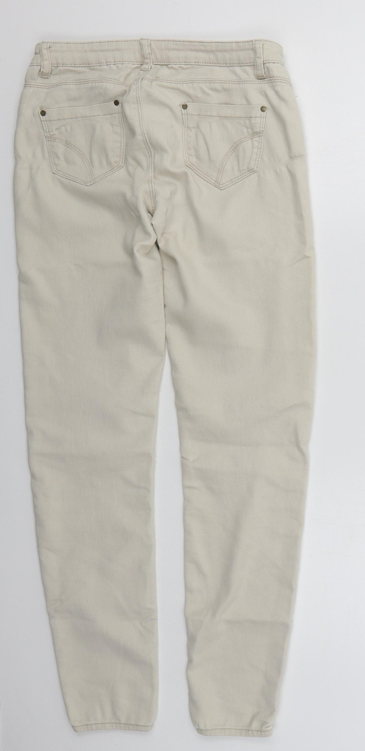 Denim Co Womens Beige  Cotton Skinny Jeans Size 10 L29 in Regular Button