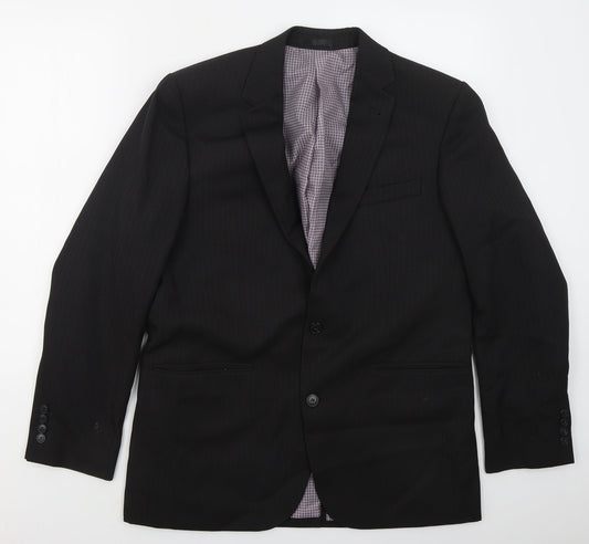 Taylor & Wright Mens Black Striped Polyester Jacket Suit Jacket Size 40