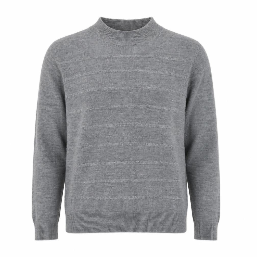 Vida Vi Womens Grey Round Neck Striped Acrylic Pullover Jumper Size L