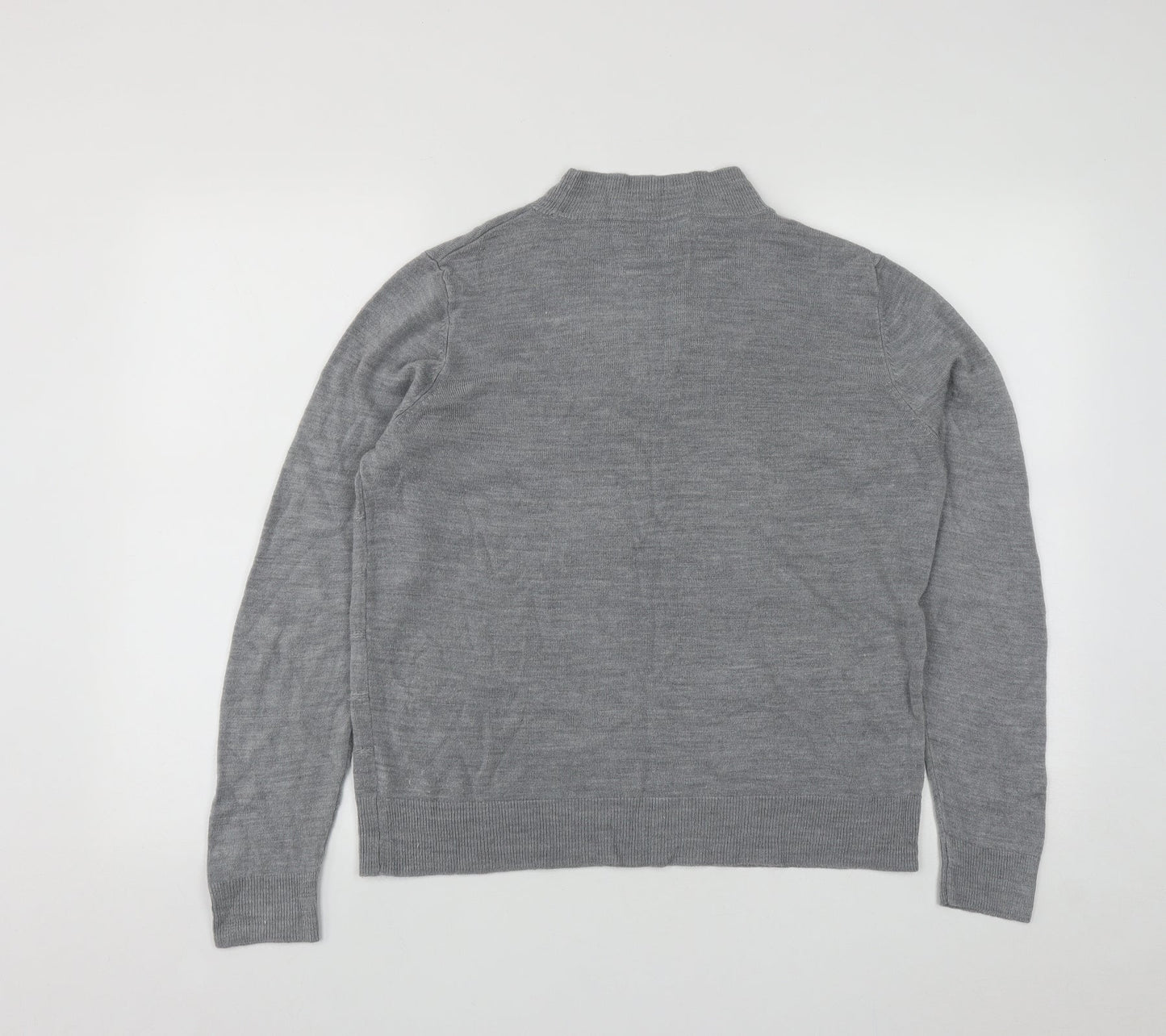 Vida Vi Womens Grey Round Neck Striped Acrylic Pullover Jumper Size L