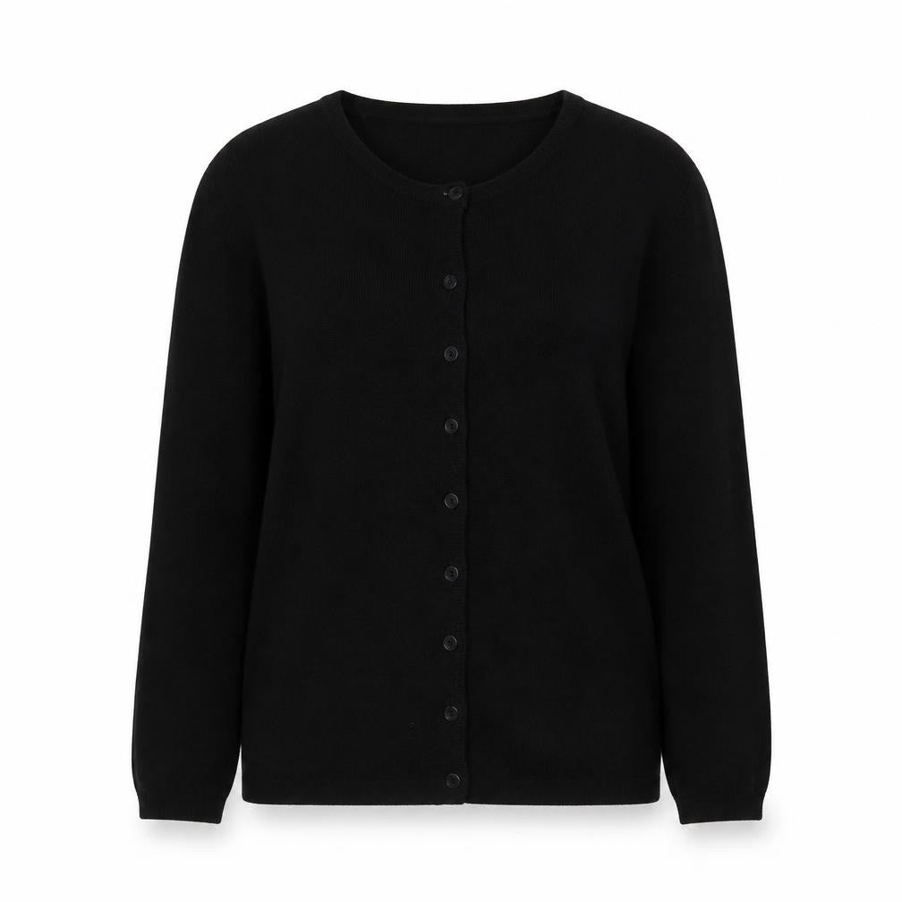 Oakland Mills Womens Black Round Neck  Viscose Cardigan Jumper Size S