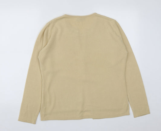 Accent Womens Beige Round Neck  Acrylic Pullover Jumper Size 10