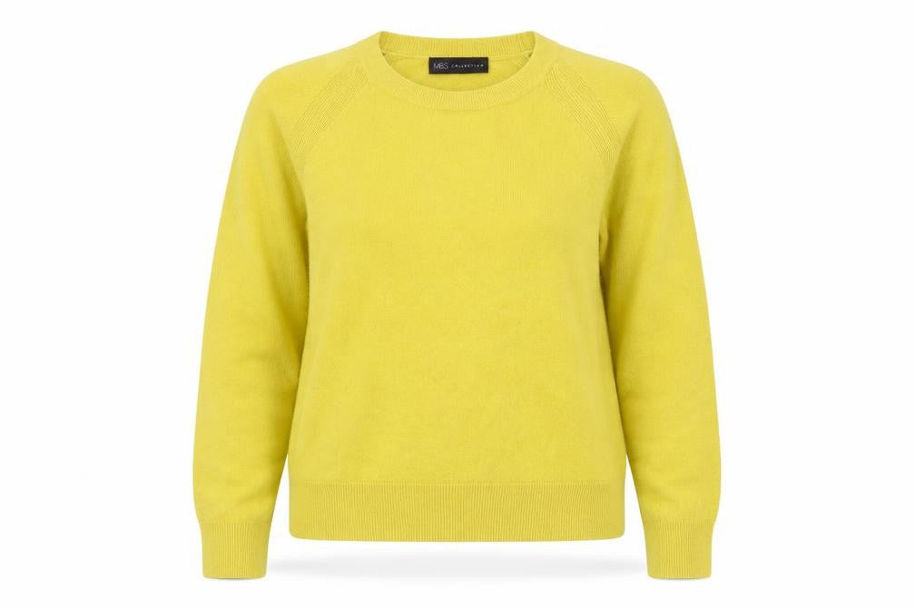 Marks and Spencer Womens Yellow Round Neck  Acrylic Pullover Jumper Size 12