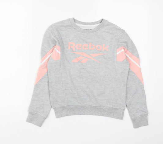 Reebok Girls Grey  Cotton Pullover Sweatshirt Size 11-12 Years