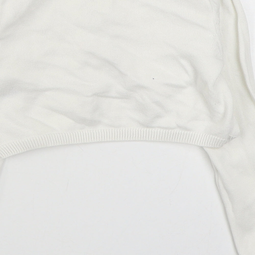 TU Girls White Boat Neck  100% Cotton Cardigan Jumper Size 4 Years  Button