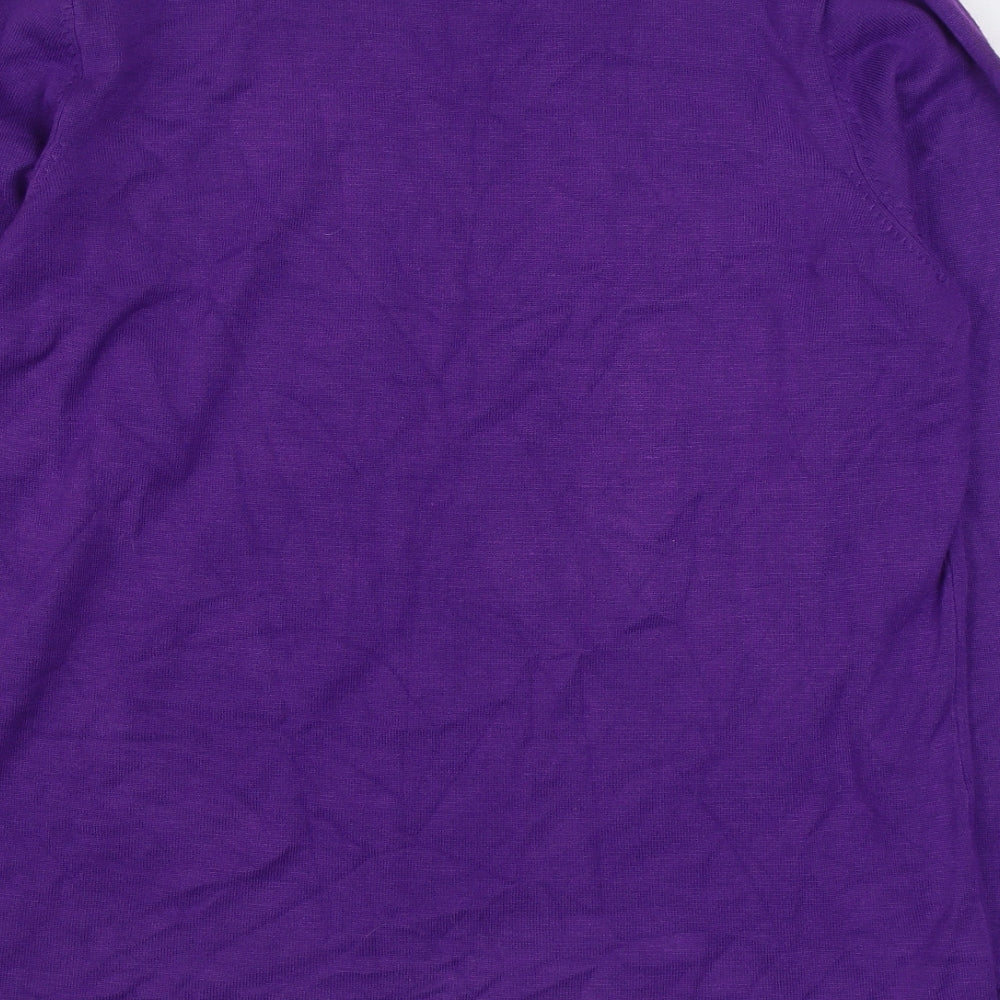 Bm Collection Womens Purple Round Neck  Polyester Pullover Jumper Size M