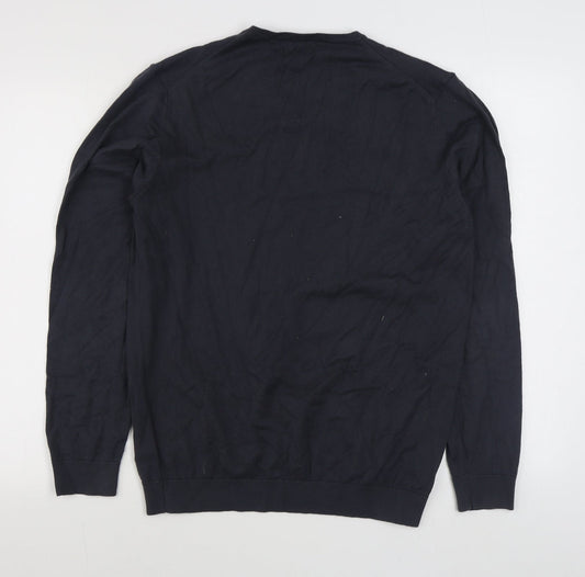 NEXT Mens Grey V-Neck  Cotton Pullover Jumper Size M