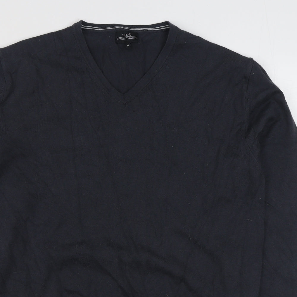 NEXT Mens Grey V-Neck  Cotton Pullover Jumper Size M