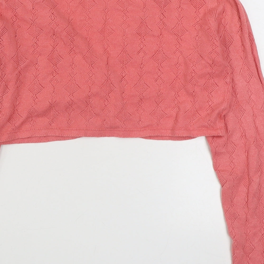 Planet Womens Pink V-Neck  Viscose Cardigan Jumper Size S