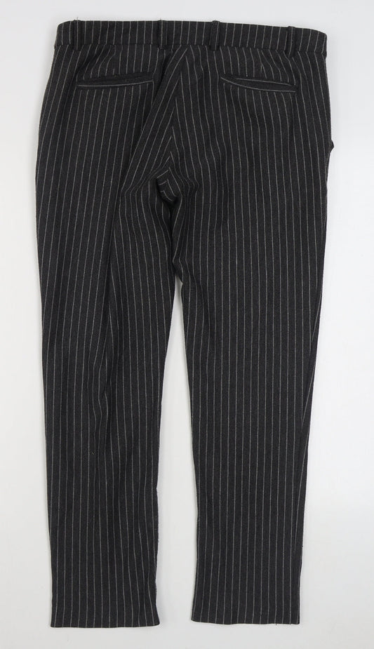 Rive Island Womens Grey Striped Polyester Trousers  Size 32 in L27 in Regular Zip