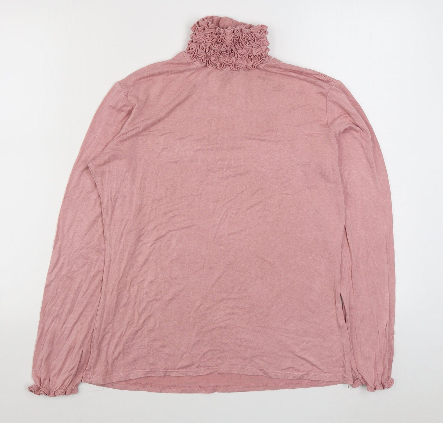 Preworn Womens Pink  Viscose Basic T-Shirt Size M High Neck