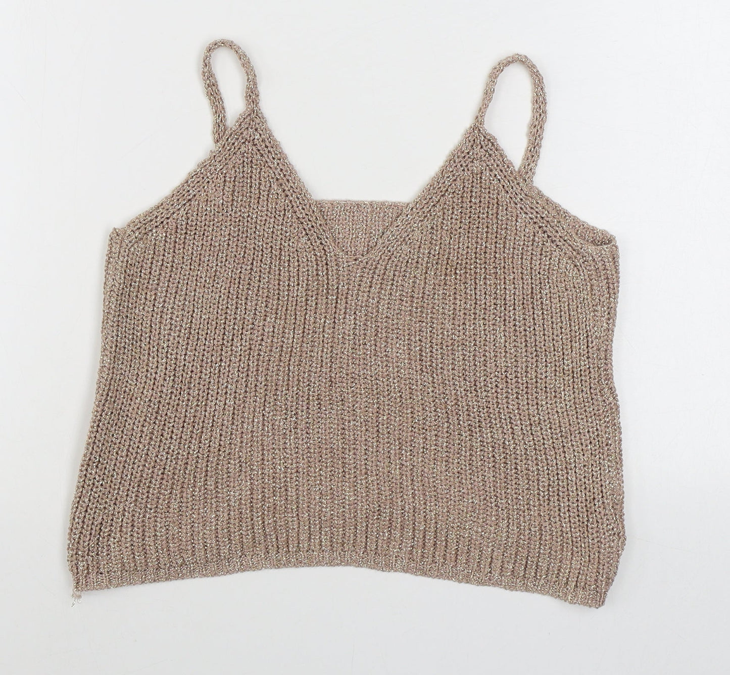 Preworn Womens Gold  Viscose Camisole Tank Size M V-Neck