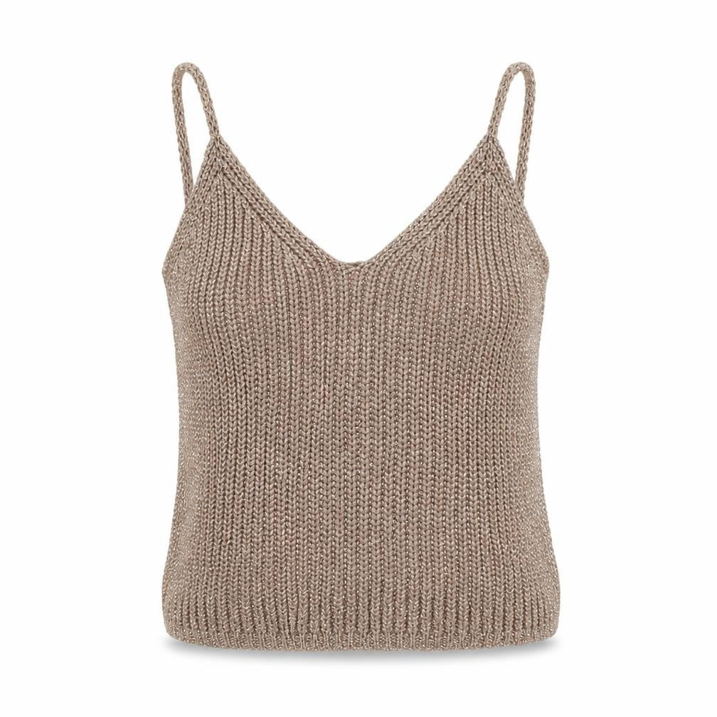 Preworn Womens Gold  Viscose Camisole Tank Size M V-Neck