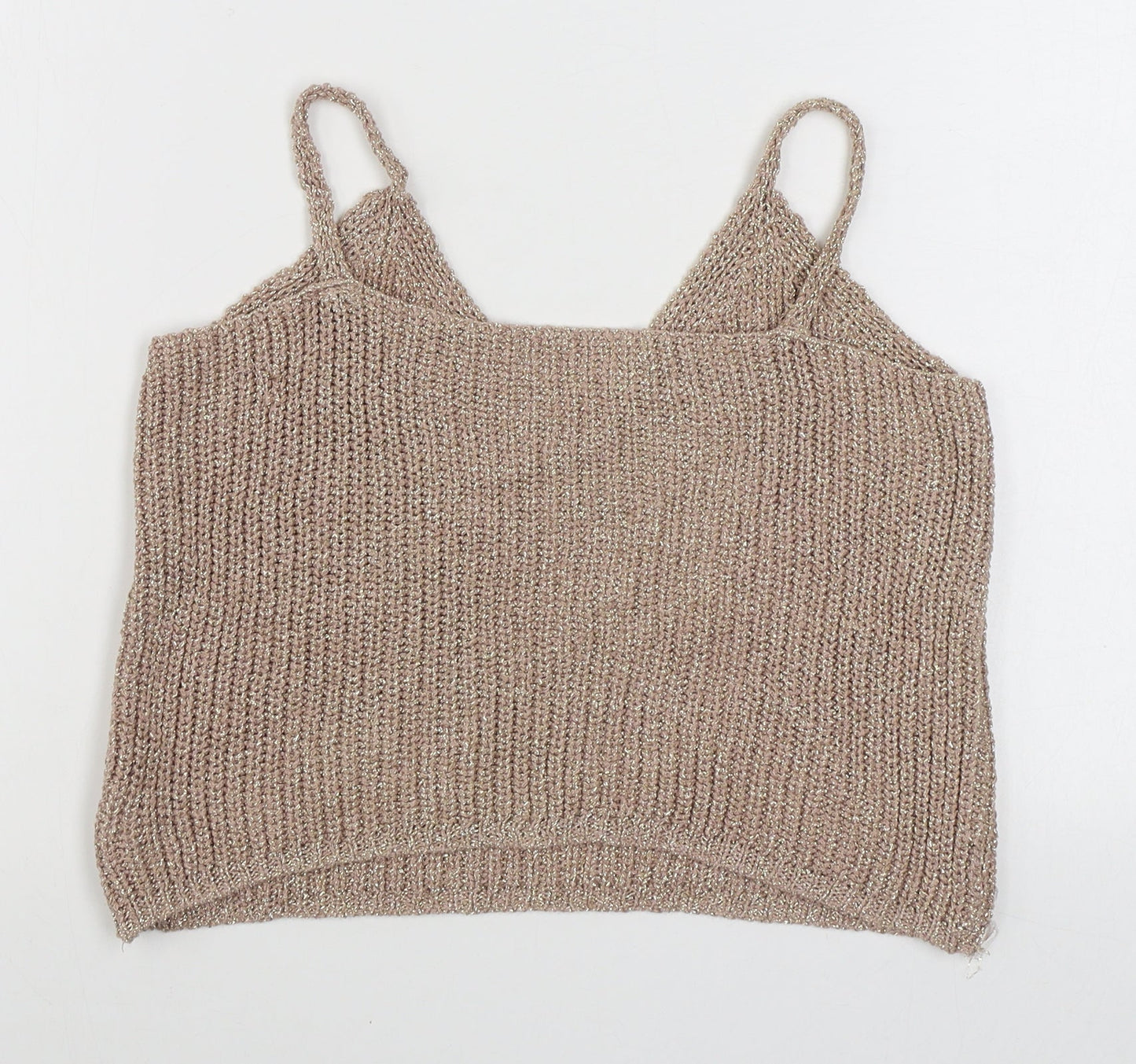 Preworn Womens Gold  Viscose Camisole Tank Size M V-Neck