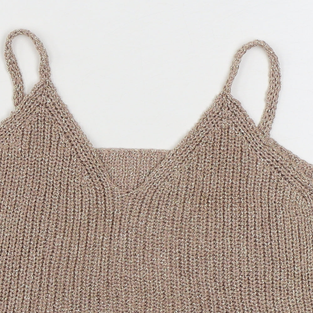 Preworn Womens Gold  Viscose Camisole Tank Size M V-Neck