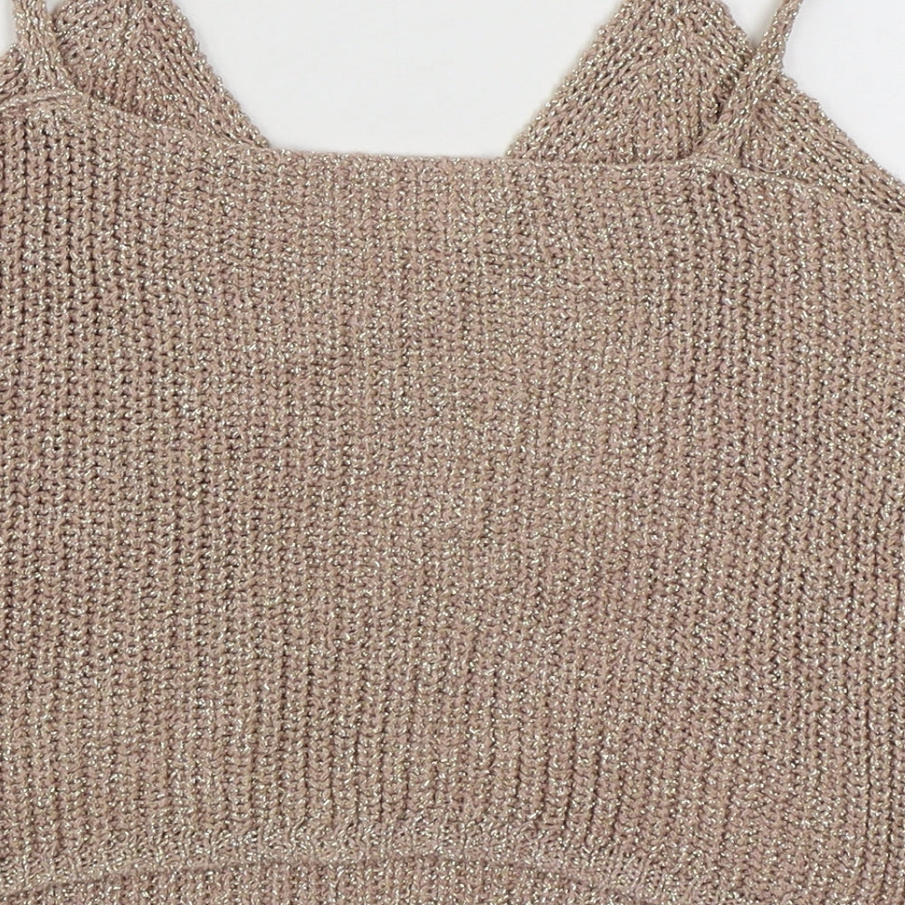 Preworn Womens Gold  Viscose Camisole Tank Size M V-Neck