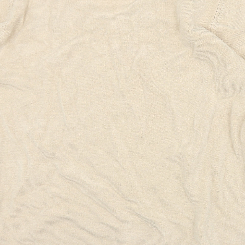 BM Womens Beige V-Neck  Acrylic Pullover Jumper Size M