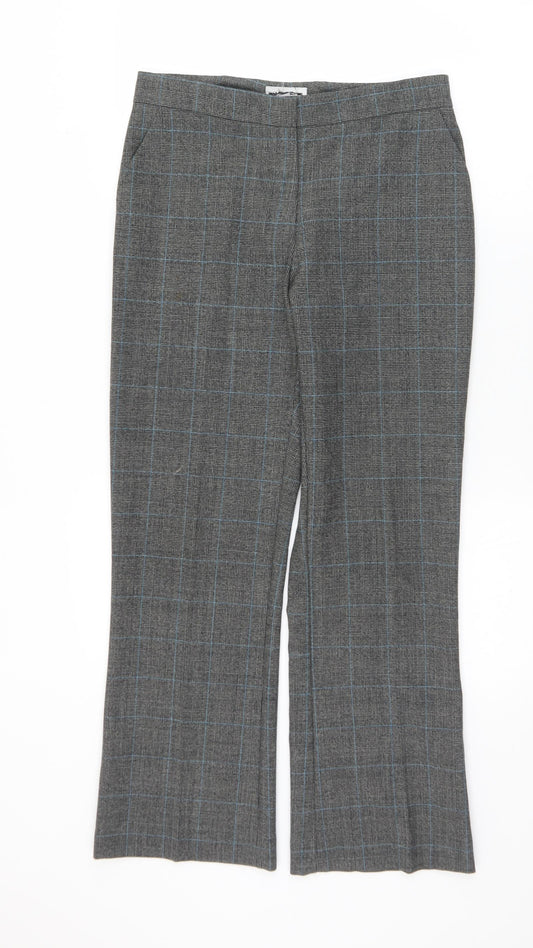 Preworn Womens Grey Plaid Polyester Dress Pants Trousers Size 10 L27 in Regular Zip