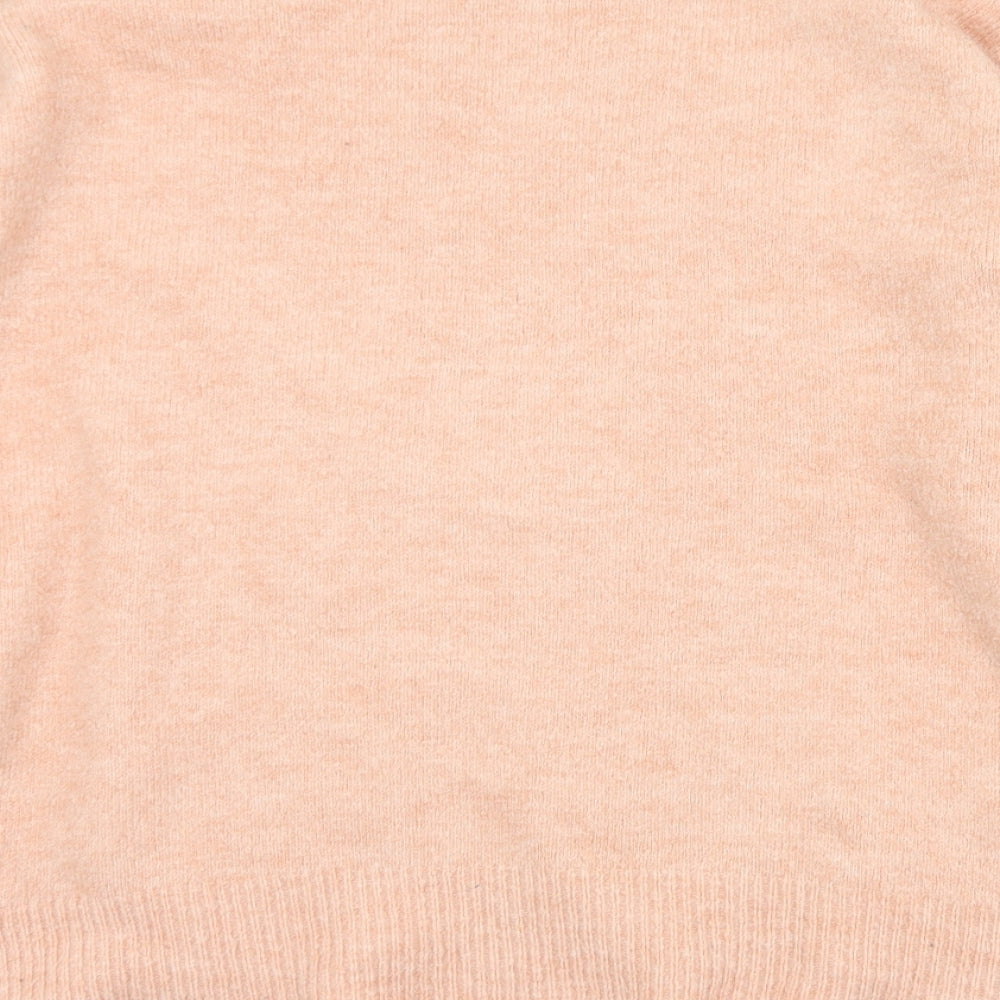 Marks and Spencer Womens Pink Crew Neck Floral Acrylic Pullover Jumper Size L