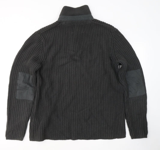 Marks and Spencer Mens Black High Neck  Cotton Pullover Jumper Size M