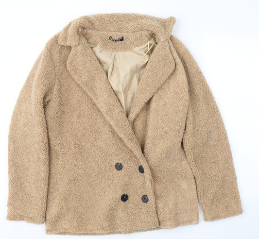 Selected Womens Beige   Pea Coat Coat Size 12  Button