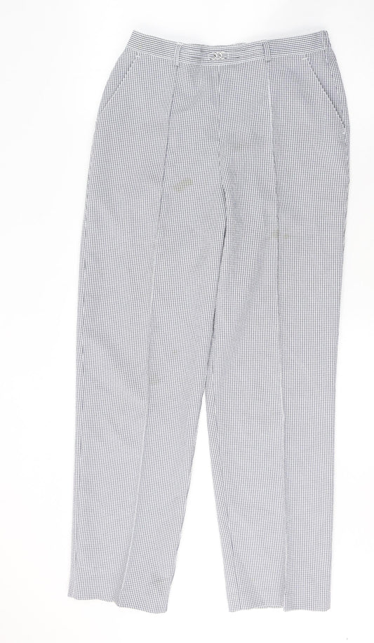 Preworn Womens White Check Polyester Trousers  Size 28 L29 in Regular