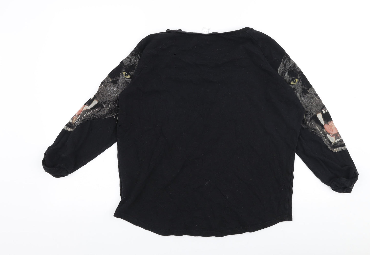 H&M Womens Black  100% Cotton Pullover Sweatshirt Size S  Pullover - Panther