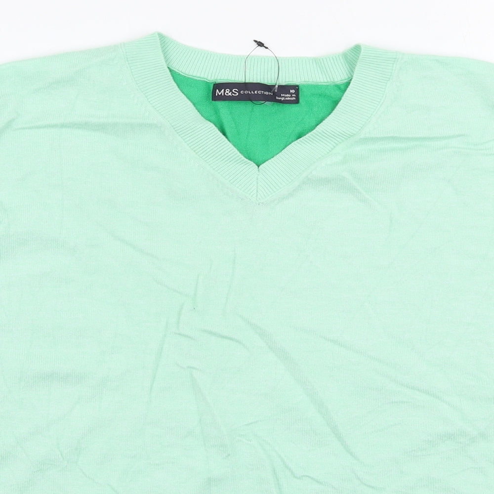 Marks and Spencer Womens Green V-Neck  Viscose Pullover Jumper Size 10