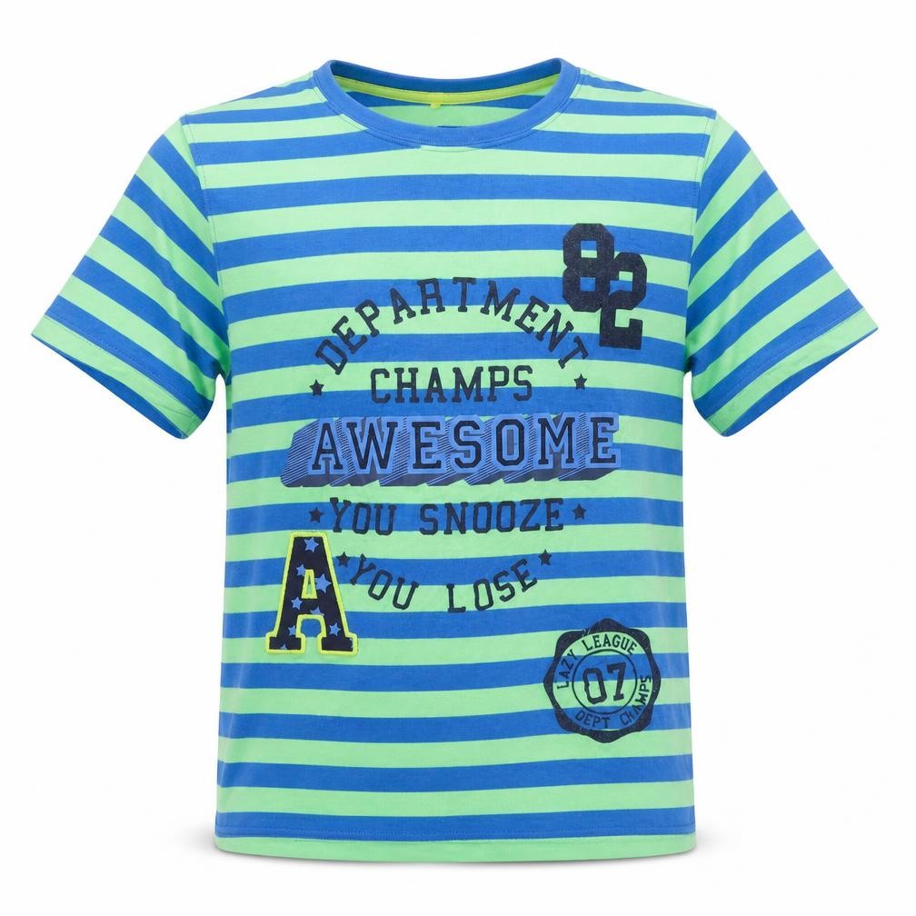 George Boys Multicoloured Striped Cotton Basic T-Shirt Size 13-14 Years Scoop Neck Pullover