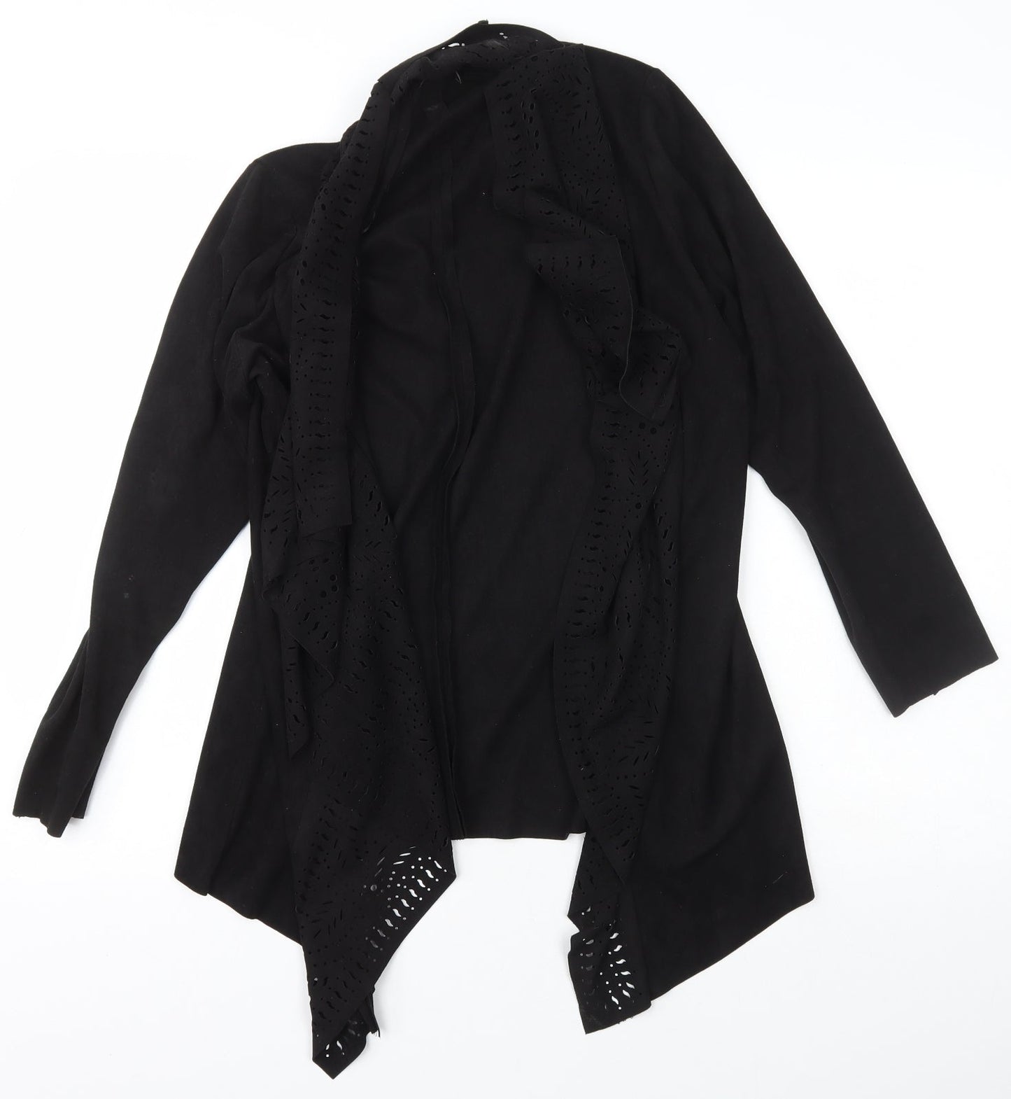 Klass Womens Black Scoop Neck Geometric Polyester Wrap Jumper Size S