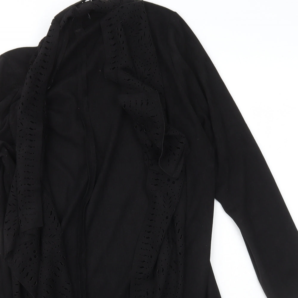 Klass Womens Black Scoop Neck Geometric Polyester Wrap Jumper Size S