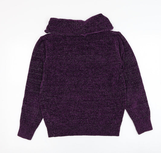 Anna Rose Womens Purple Roll Neck  Polyester Pullover Jumper Size S