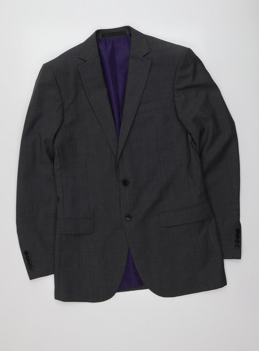 M&S Mens Grey  Polyester Jacket Suit Jacket Size 38