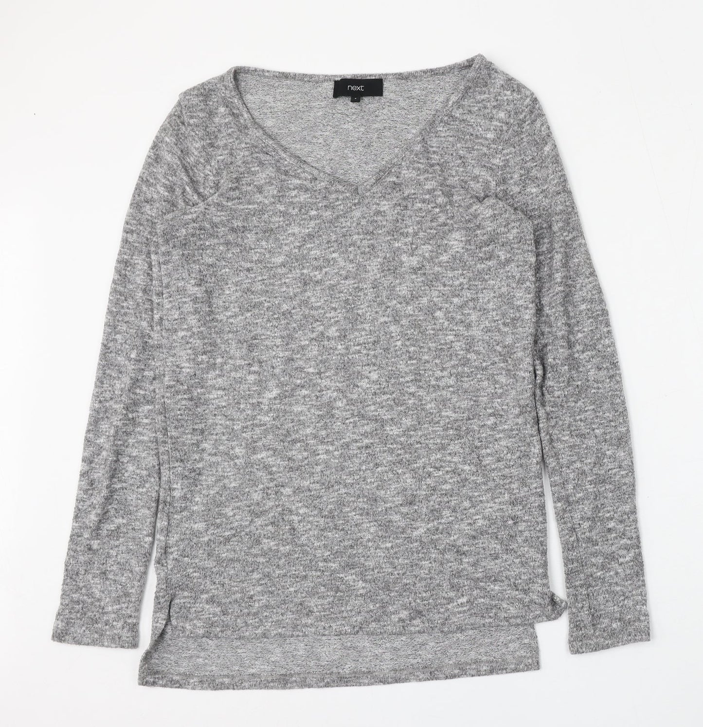 NEXT Womens Grey V-Neck  Polyester Pullover Jumper Size 6