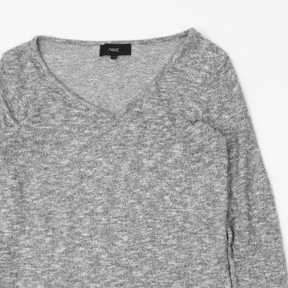 NEXT Womens Grey V-Neck  Polyester Pullover Jumper Size 6