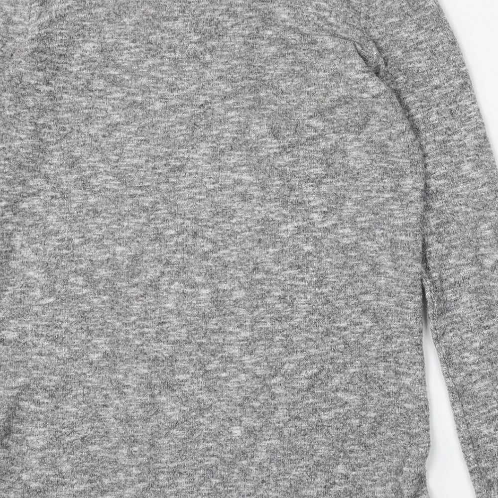 NEXT Womens Grey V-Neck  Polyester Pullover Jumper Size 6