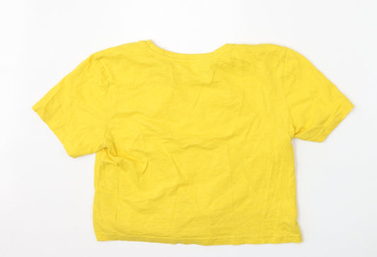 Candy Girls Yellow  Cotton Basic T-Shirt Size 13 Years Round Neck