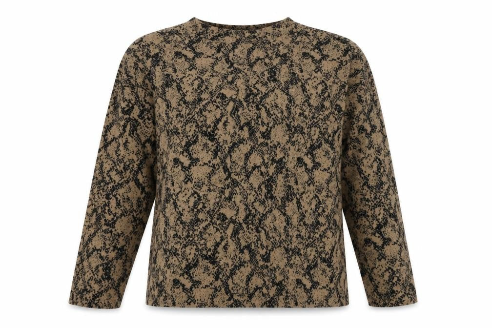 Marks and Spencer Womens Brown Round Neck Geometric Polyester Pullover Jumper Size 12