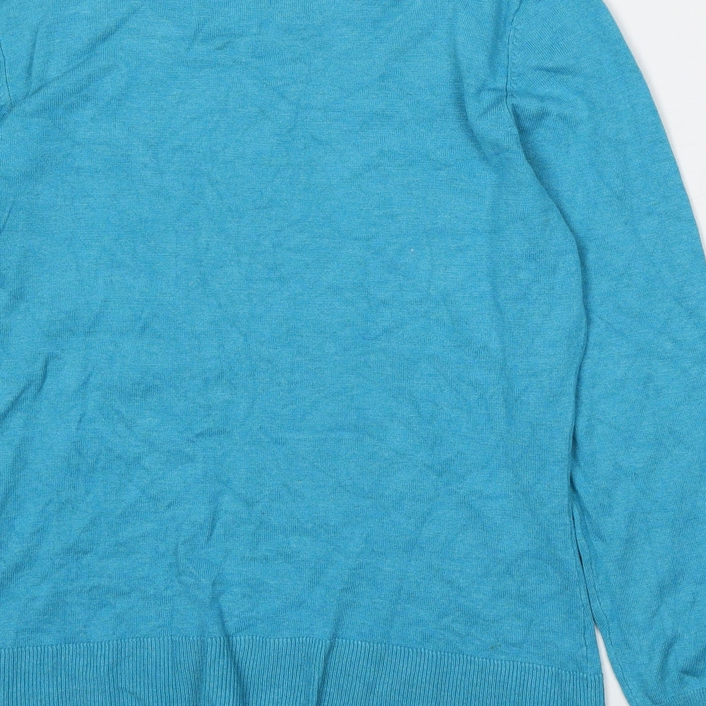 M&Co Womens Blue Round Neck  Viscose Pullover Jumper Size L