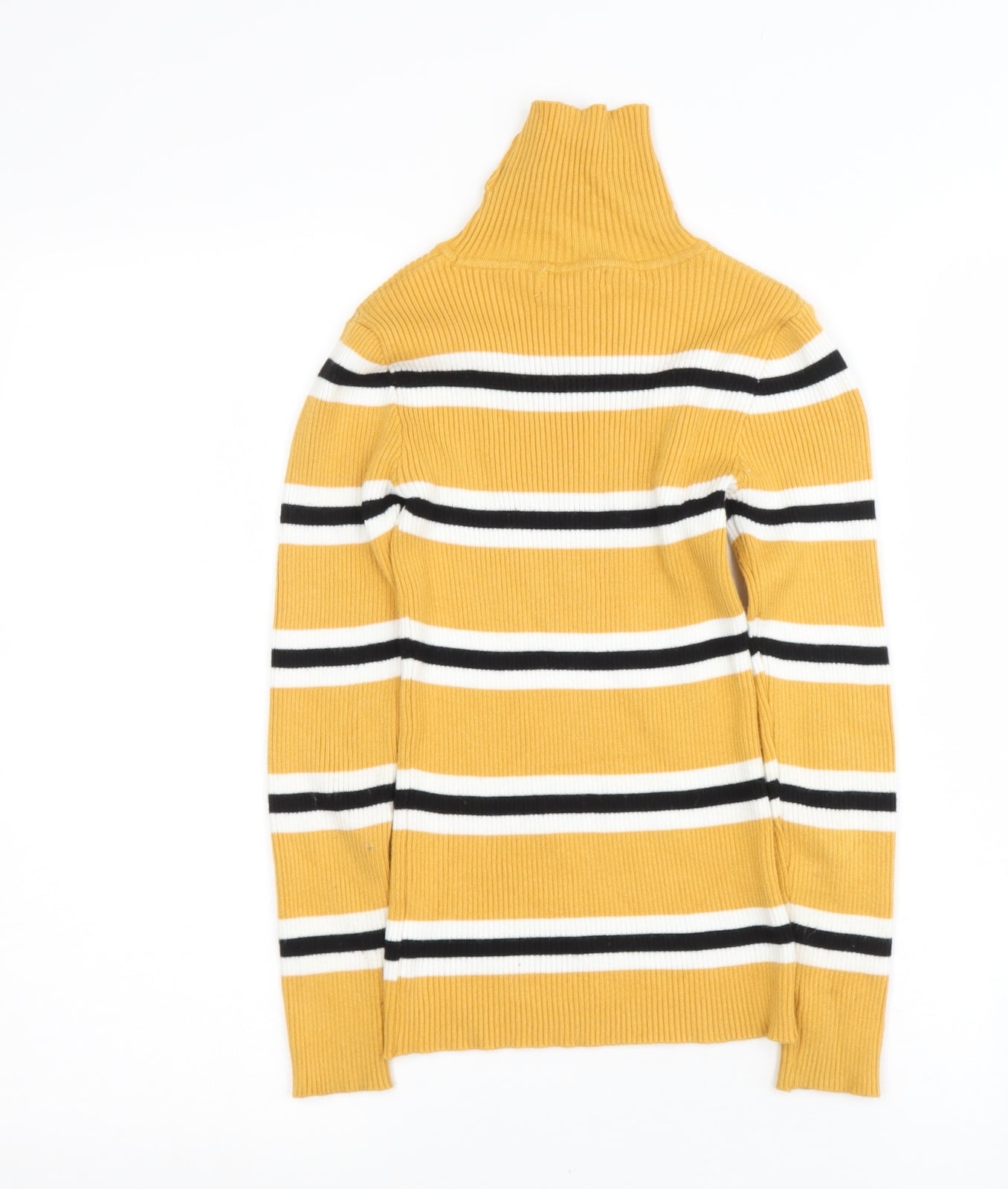 Primark Girls Multicoloured Roll Neck Striped Viscose Pullover Jumper Size 9-10 Years