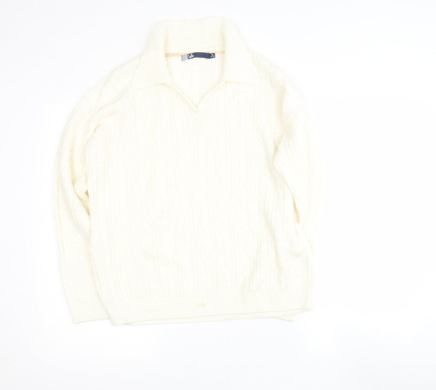 Preworn Womens Beige Collared  Acrylic Pullover Jumper Size 14