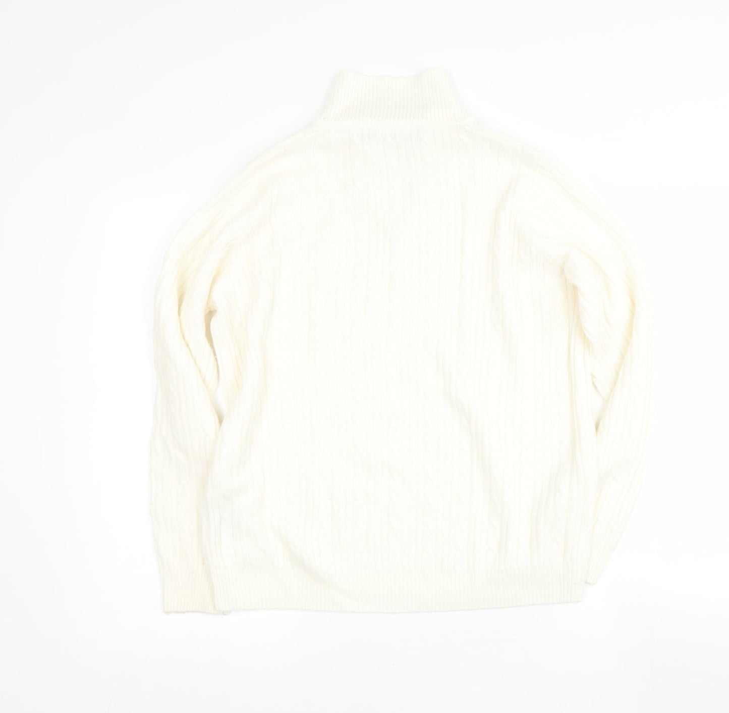 Preworn Womens Beige Collared  Acrylic Pullover Jumper Size 14
