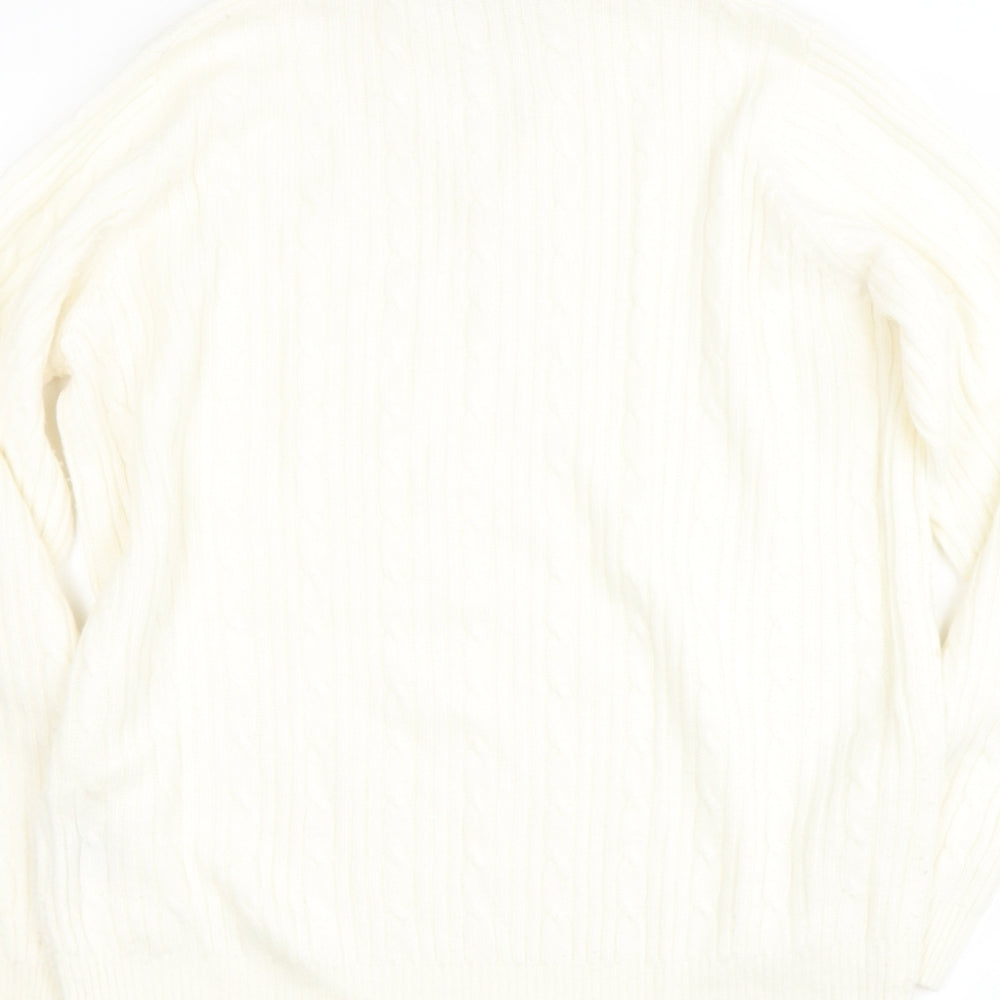 Preworn Womens Beige Collared  Acrylic Pullover Jumper Size 14