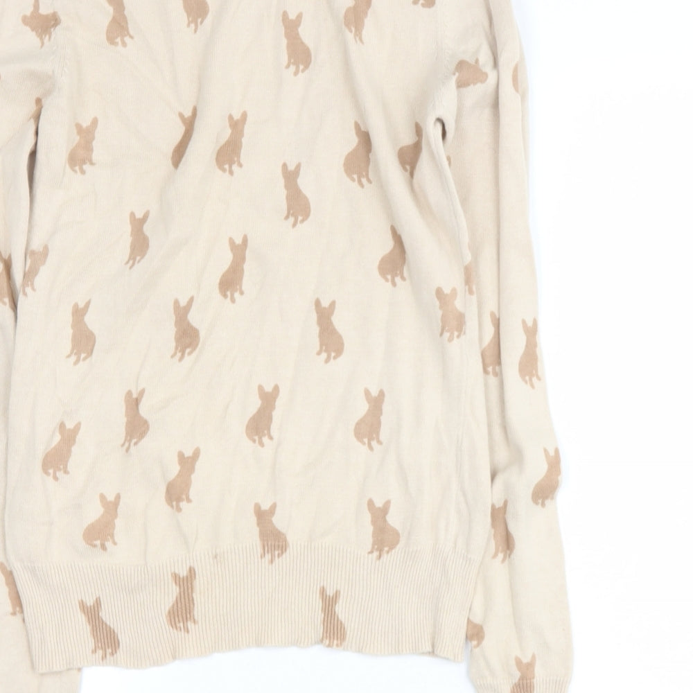 inspire collection Womens Beige Round Neck  Viscose Pullover Jumper Size S