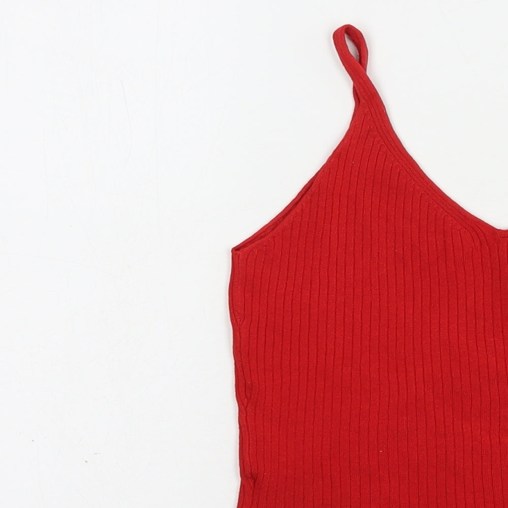 H&M Womens Red  Viscose Camisole Blouse Size S V-Neck