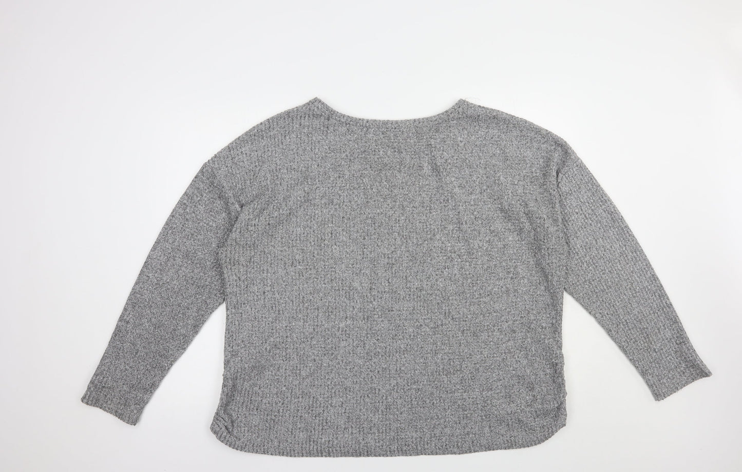 Papaya Womens Grey Boat Neck  Polyester Pullover Jumper Size XL
