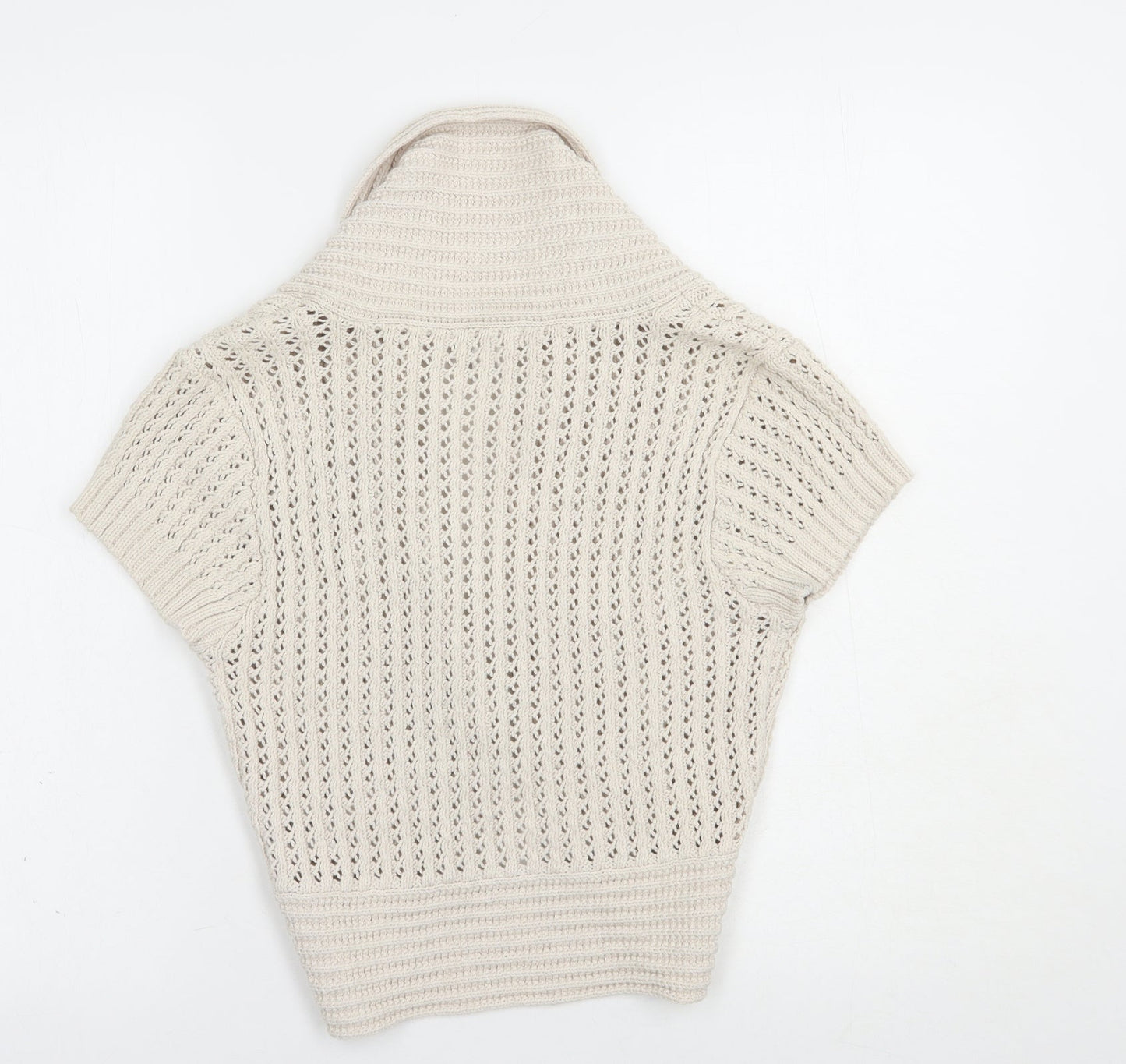 H&M Womens Beige Collared  Cotton Shrug Jumper Size S