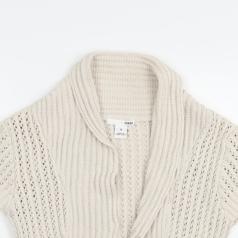 H&M Womens Beige Collared  Cotton Shrug Jumper Size S