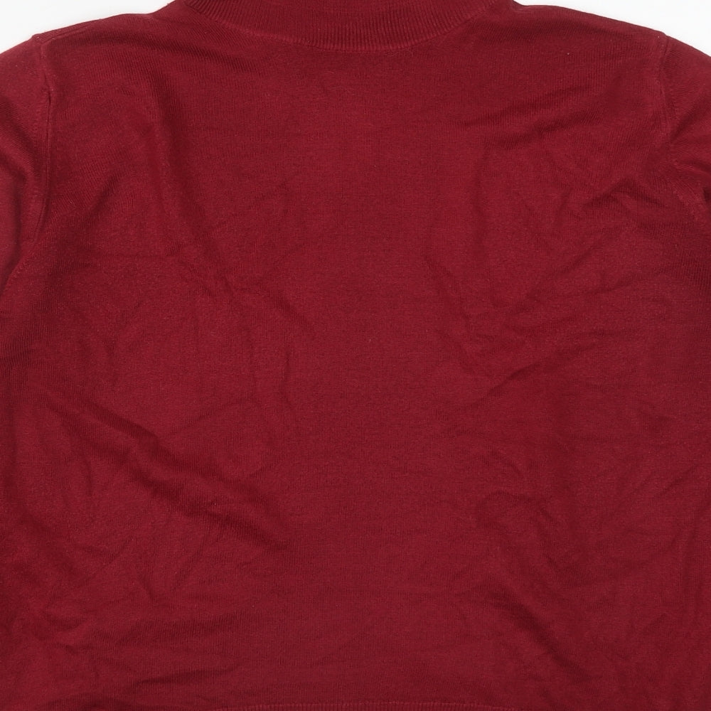Marks and Spencer Womens Red High Neck  Acrylic Pullover Jumper Size 14