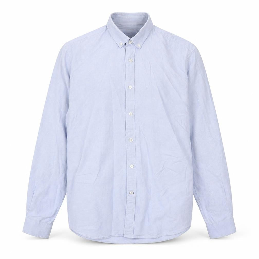 Dunnes Mens Blue  Cotton  Button-Up Size M Collared Button